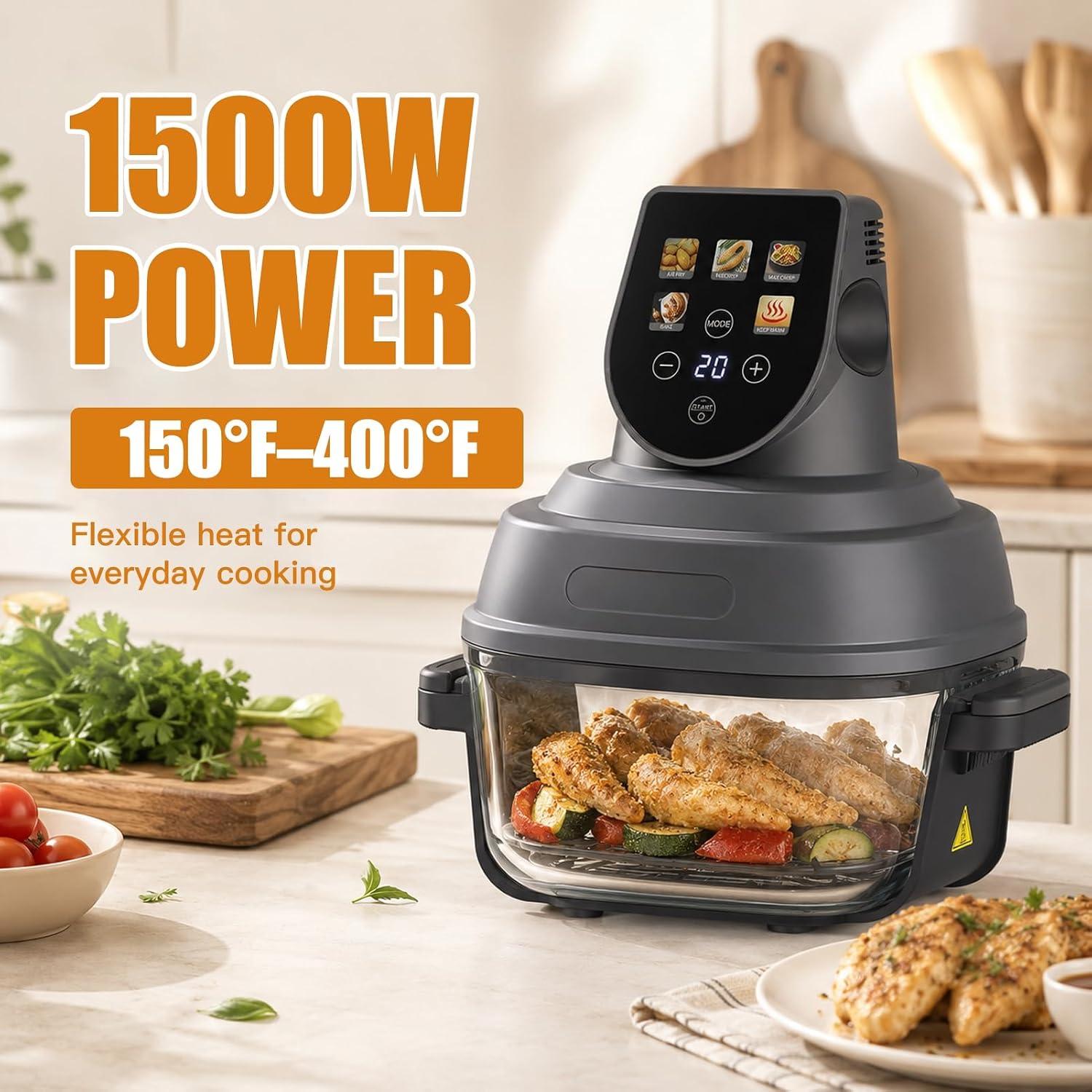 Glass Air Fryer 4QT & 1.5QT Transparent Dual Pot Set - Image 2