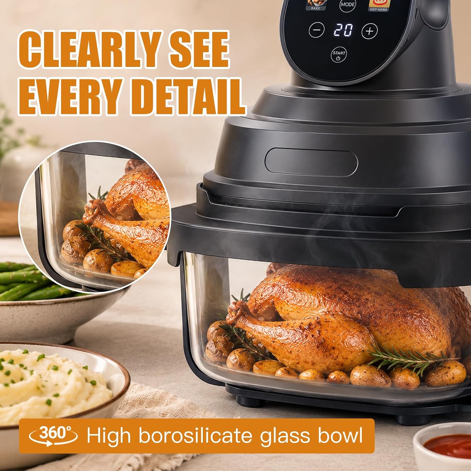 Glass Air Fryer 4QT & 1.5QT Transparent Dual Pot Set - Image 7