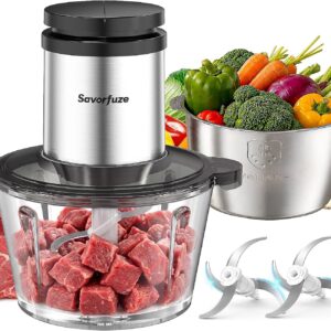 Food Processor with 2 Bowls (8 Cup+8 Cup), 2-Speed Electric Food Chopper