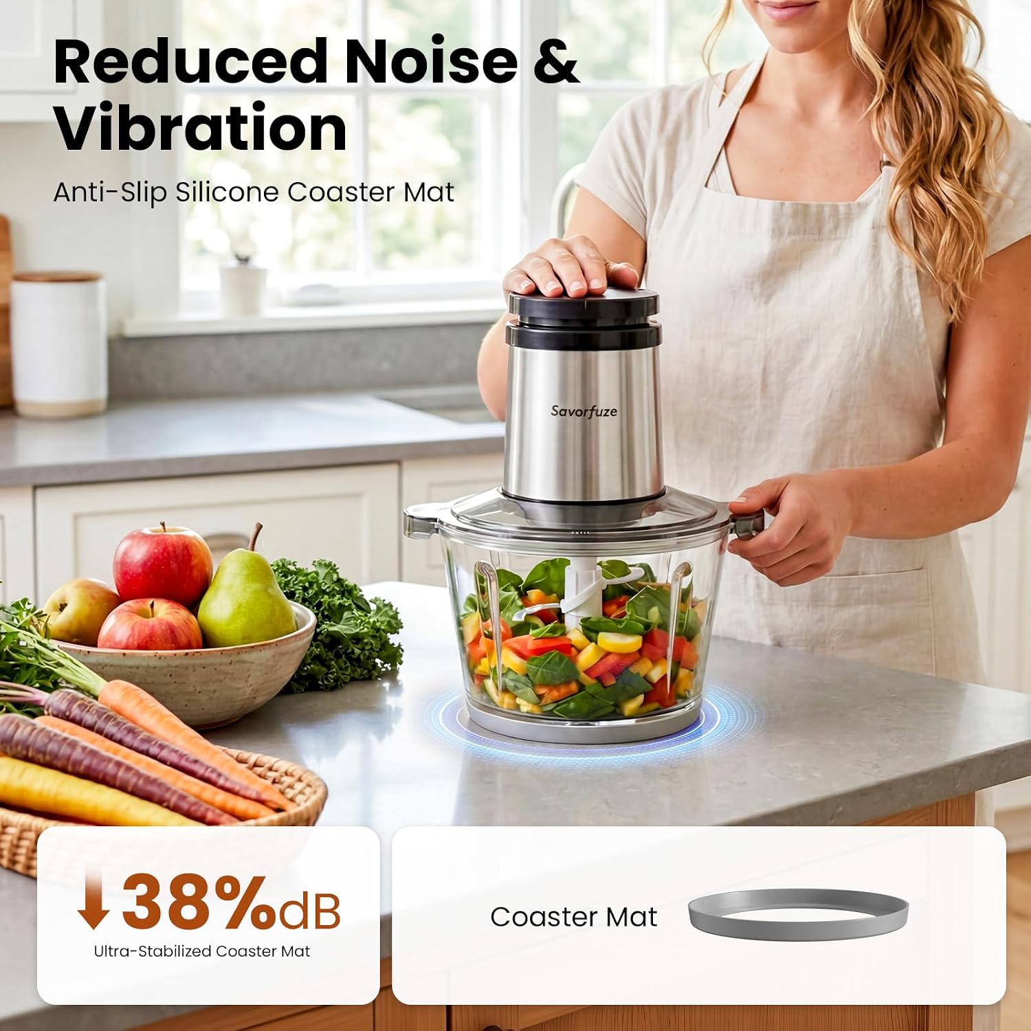 Food Processor with 2 Bowls (8 Cup+8 Cup), 2-Speed Electric Food Chopper - Image 5