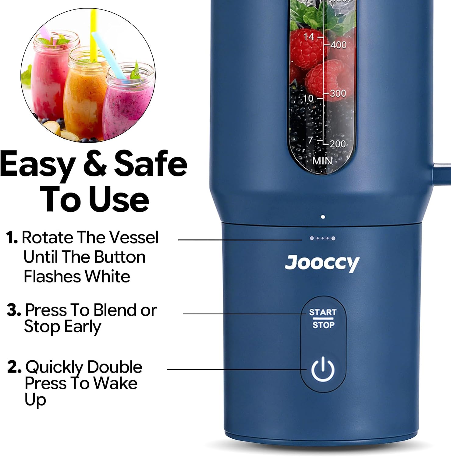 Portable Blender for Smoothie, 18oz Personal, Cordless Rechargeable - Image 4